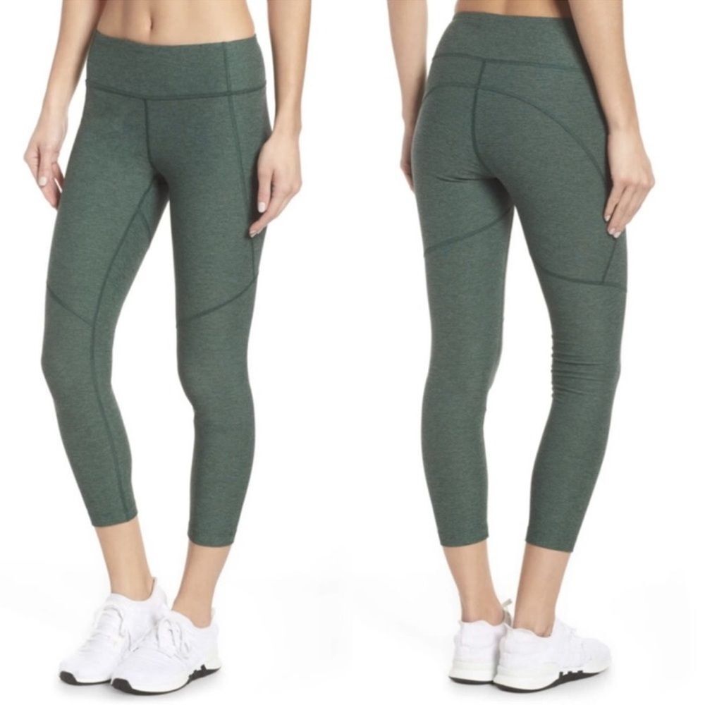 Outdoor Voices Warm Up Crop Cropped Heathered Green Athletic Leggings Sz S